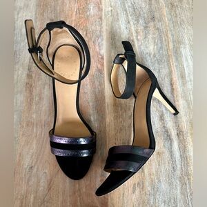 Marc by Marc Jacob’s Black & Iridescent Purple Ankle Strap Open Toe Heels Sz 38